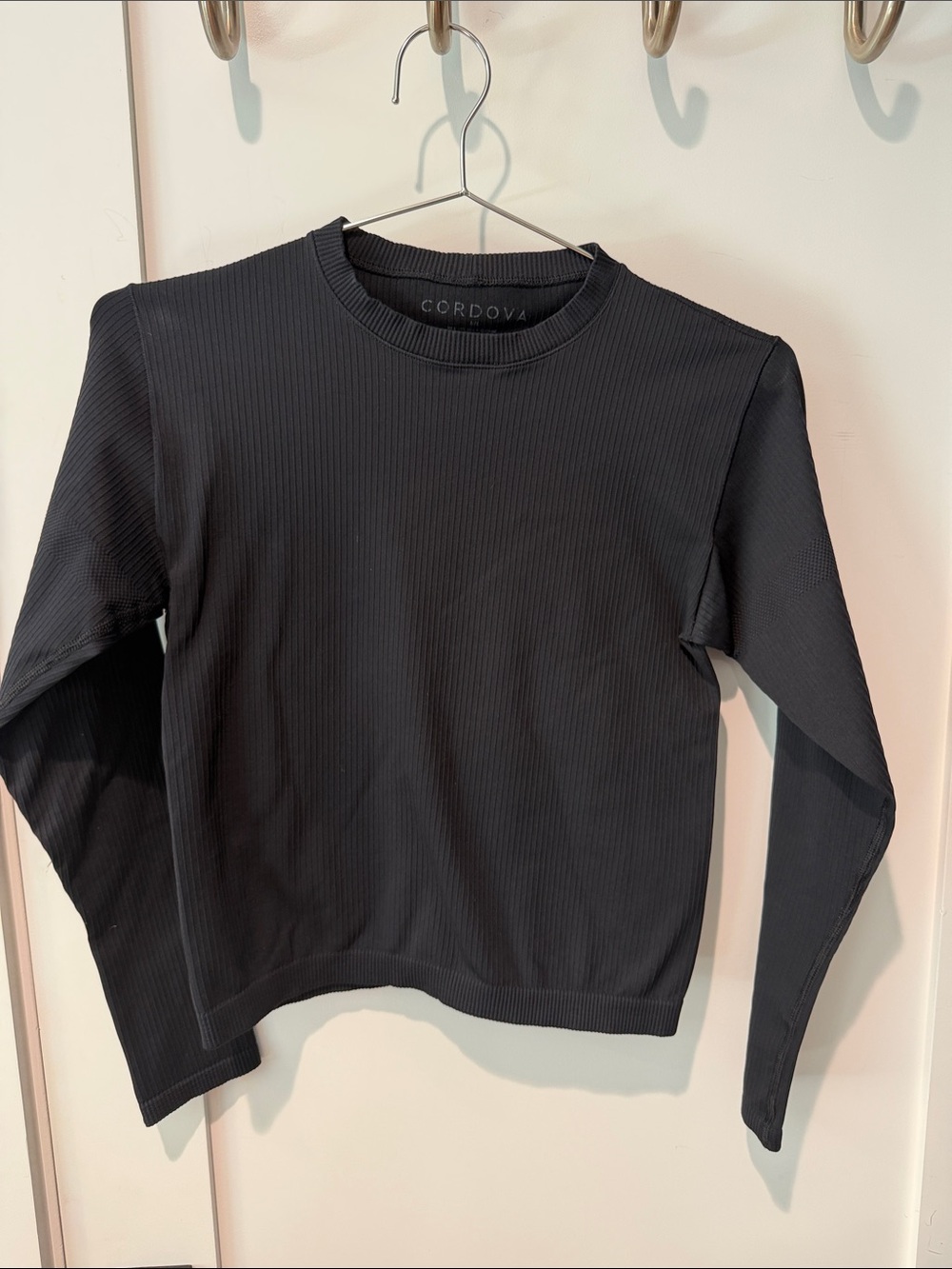 Cordova Black Ribbed Long-Sleeve Ski Base Layer Top